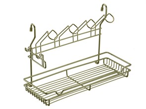 Полка одноярусная с подставкой для 4-х кружек Античная бронза 23649